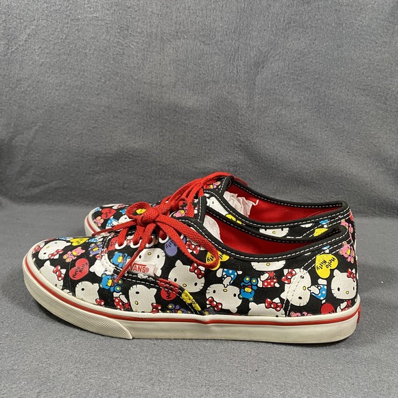 Vans Hello Kitty Shoes Womens Size 7 Mens 5.5 Black Red Lace‎ Up Canvas Sneakers - Picture 3 of 9